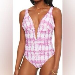 2 for $15 😍 Bar III Tie Dye Plunge One Piece Swimsuit – Purple/White – Size XS